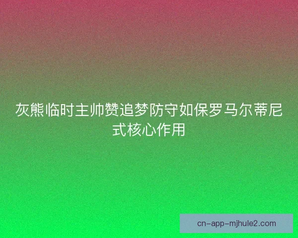 灰熊临时主帅赞追梦防守如保罗马尔蒂尼式核心作用
